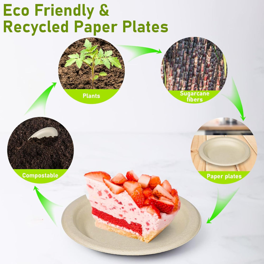 Compostable Small Paper Plates 6 inch, 300 Pack Dessert Plates