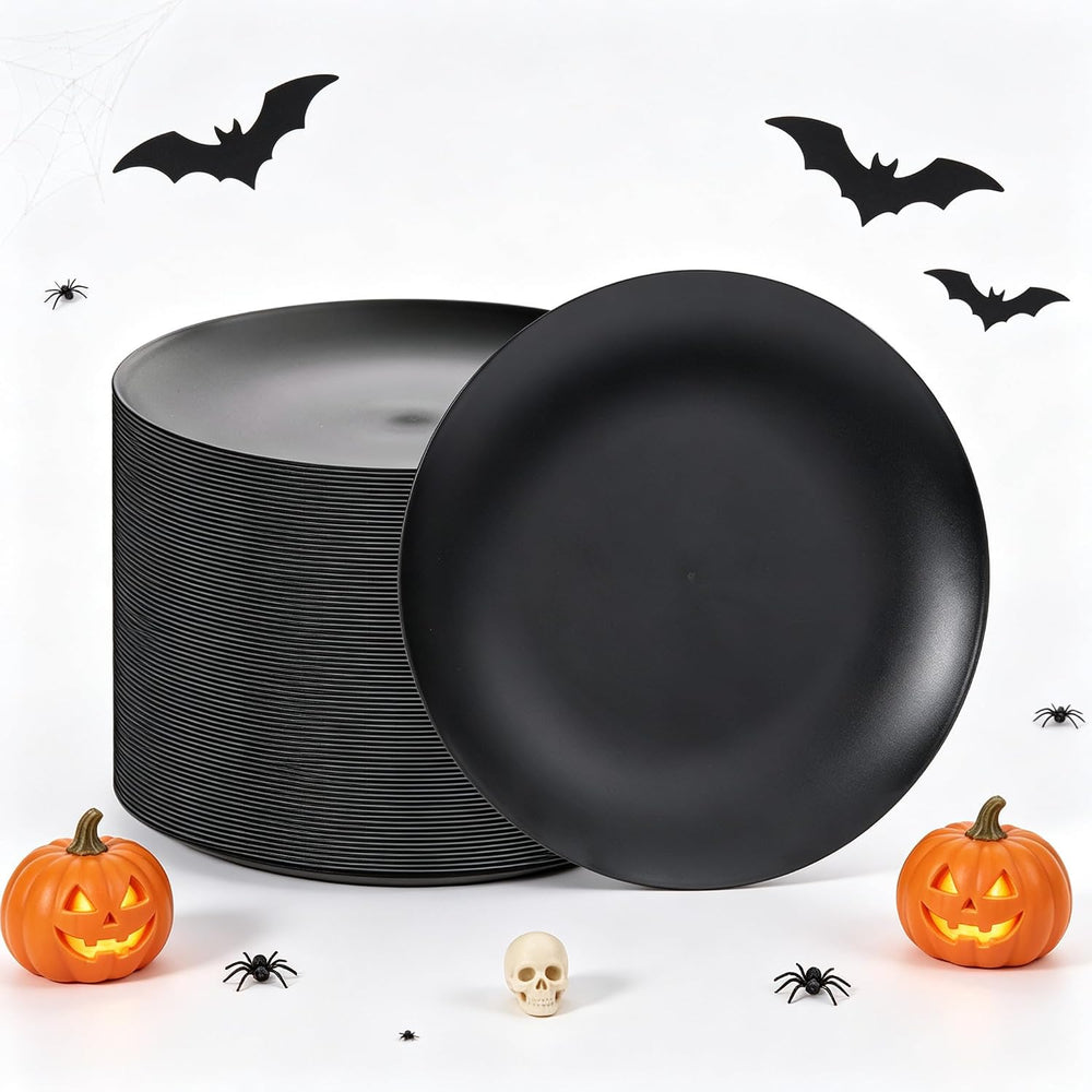 80pcs Heavy-Duty Black Dessert Plates for Party 7.5 Inch