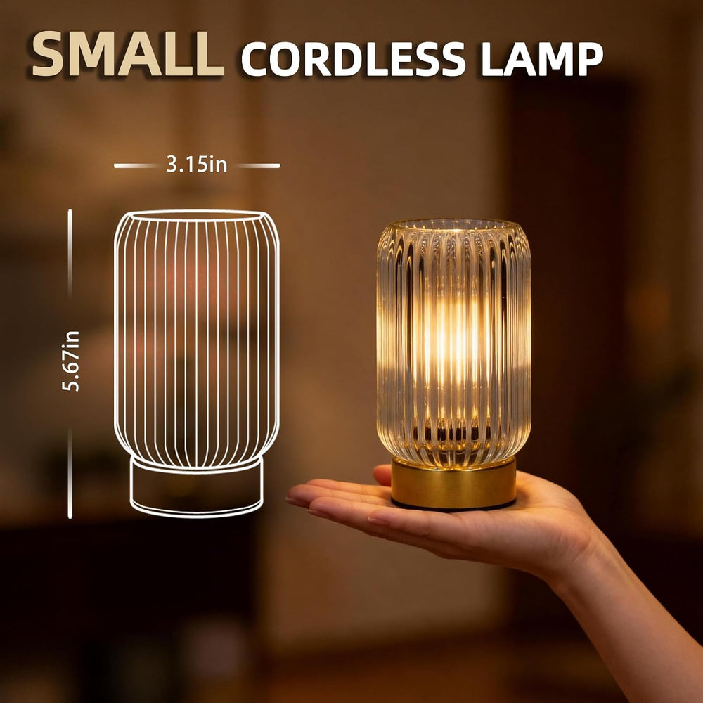 MJ PREMIER Battery Operated Lamp, Small Cordless Lamp with Timer, Clear*2