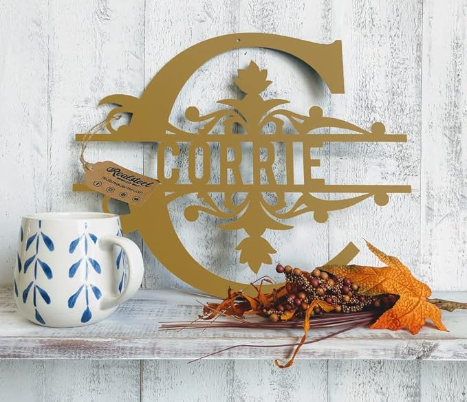 RealSteel Metal Split Letter Monogram – Personalized Last Name Sign for Home & Outdoor Décor – Custom Metal Wall Art – Family Name Sign, Welcome Sign