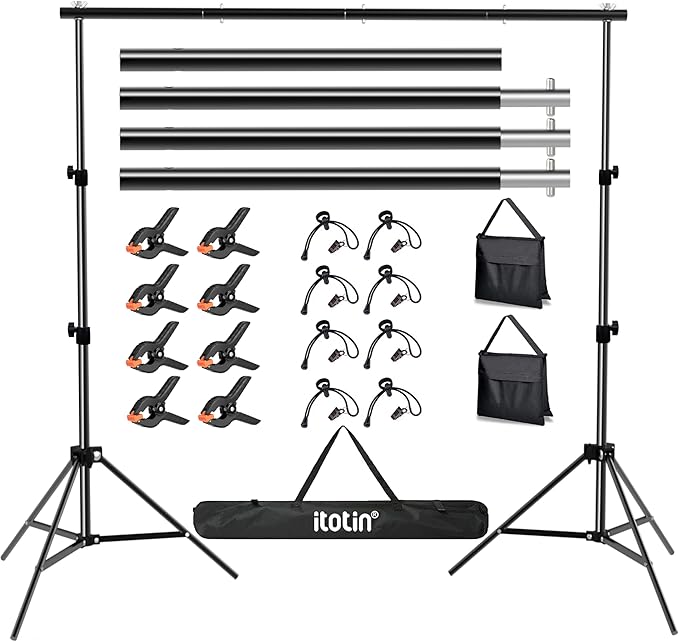 Photo Backdrop Stand for Photography 7ft x 10ft Background Stands for Photoshoot Support Kit with Carry Bag for Photo Studio Parties Events Decoration