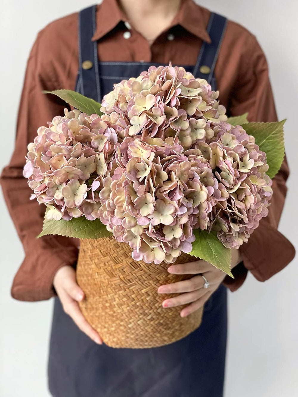 4Pcs Purple Vintage Boho Faux Hydrangea Flowers, 21" Real Touch Fall Art...