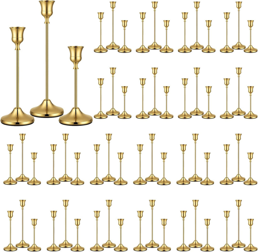 60 Pack Brass Metal Taper Candle Holders Set,Vintage Metal Candlestick