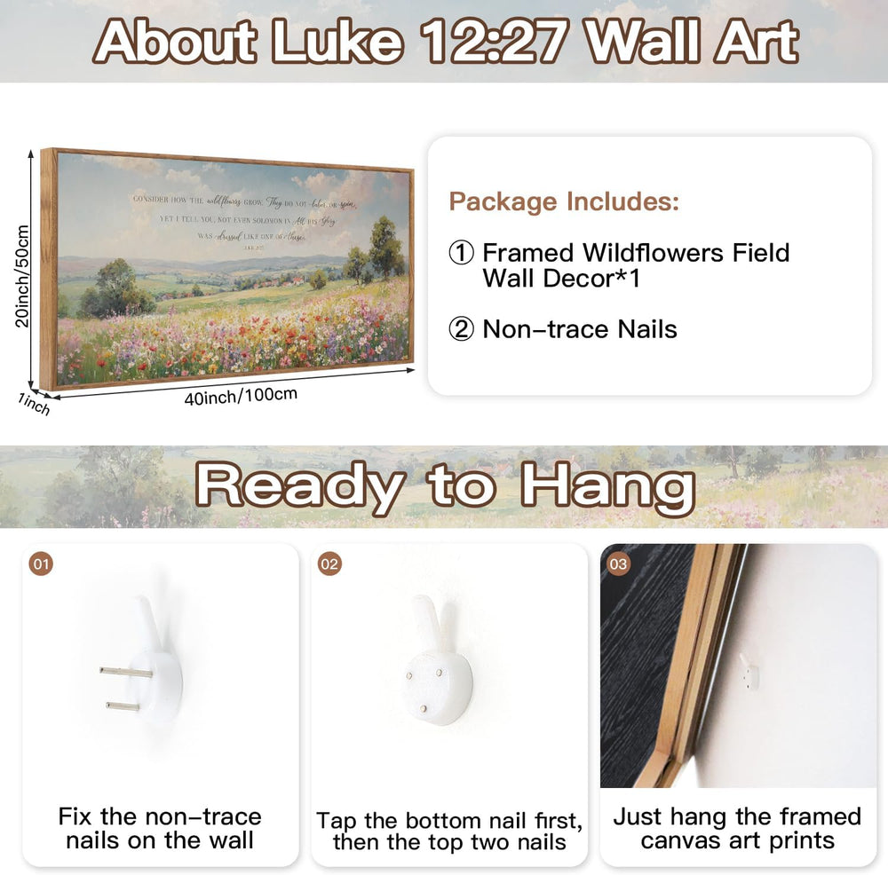CHDITB Luke 12:27 Consider How The Wildflowers Grow Wall Art 40x20 Inch