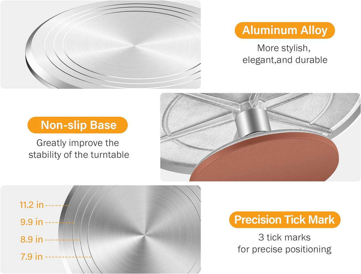 Kootek 22pcs Cake Decorating Supplies Kit, Baking Tools with 12" Aluminium Cake Turntable Rotating Cake Stand, Piping Bags and Tips Set, Icing Spatula, Cake Leveler, 3 Icing Scrapers for Mother's Day