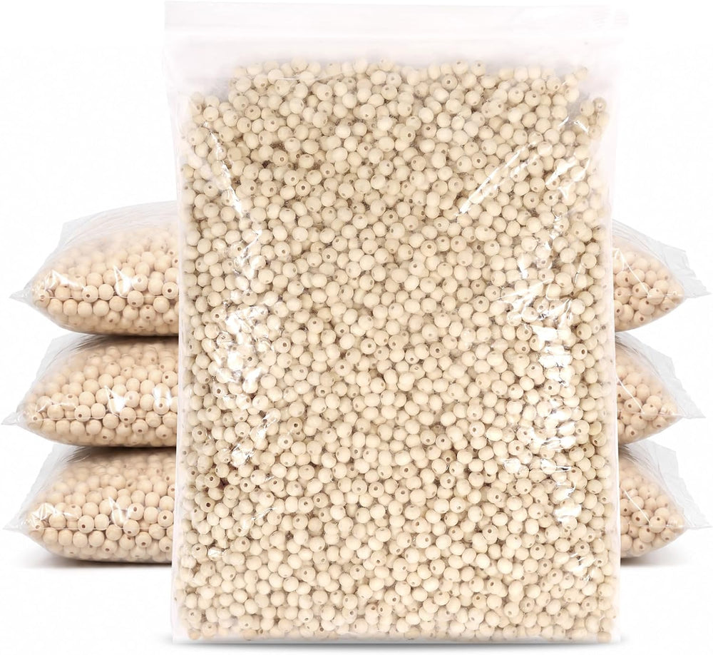 10000 Pcs Wood Beads Bulk Round Wooden Beads for Jewelry Making, DIY Crafts, ...