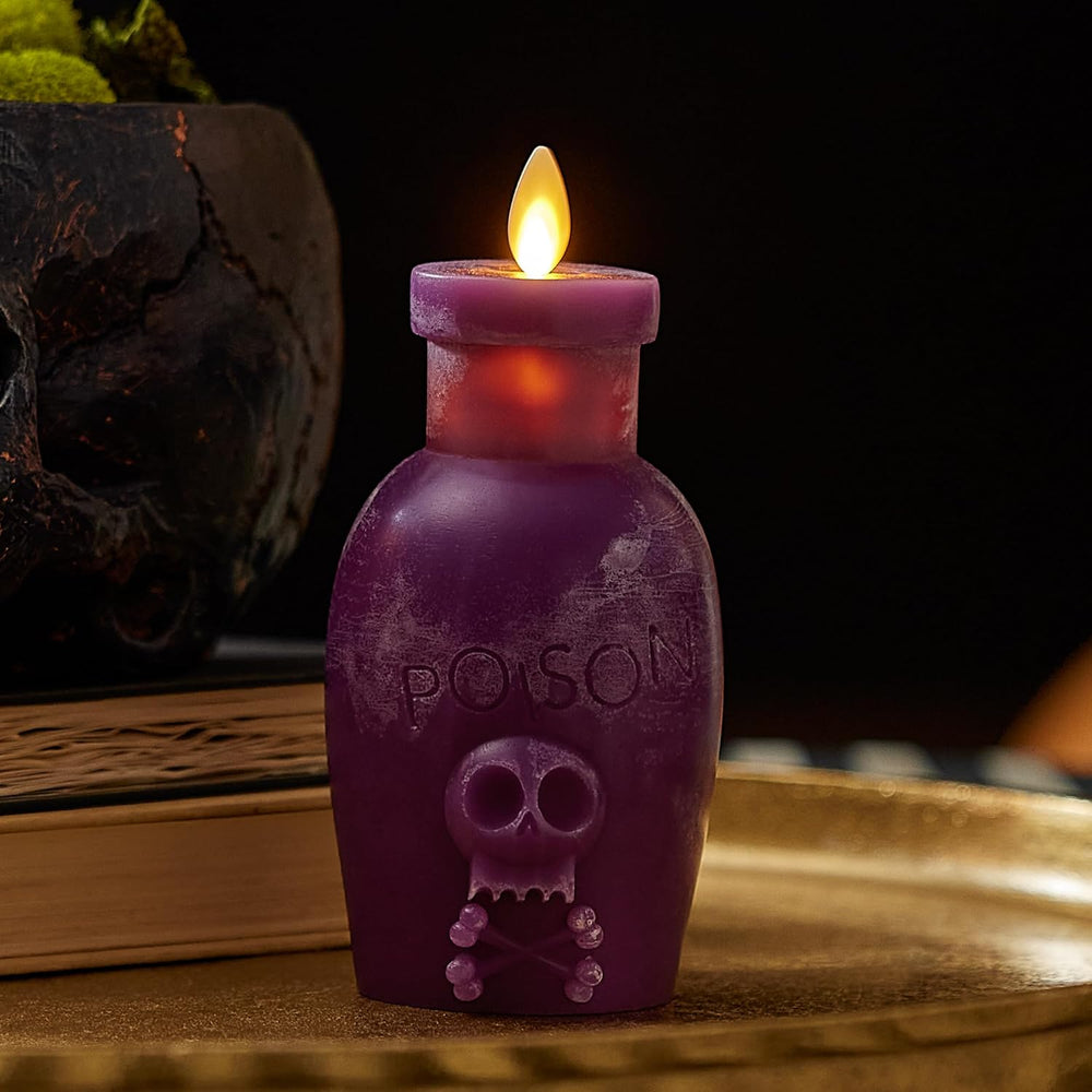 Luminara Poison Bottle Flameless LED Candle Imperial Purple Wax, Battery Oper...