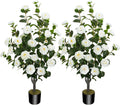 2 Pack 43.3"/3.6FT Artificial Camellia Trees for Outdoor