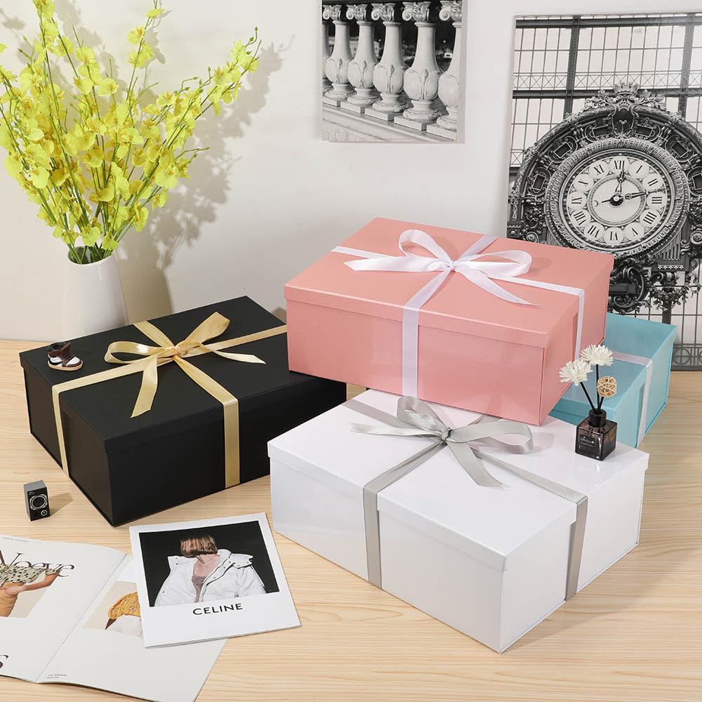 Extra Large Gift Box with Lid, Pink, 17" for Presents Packaging