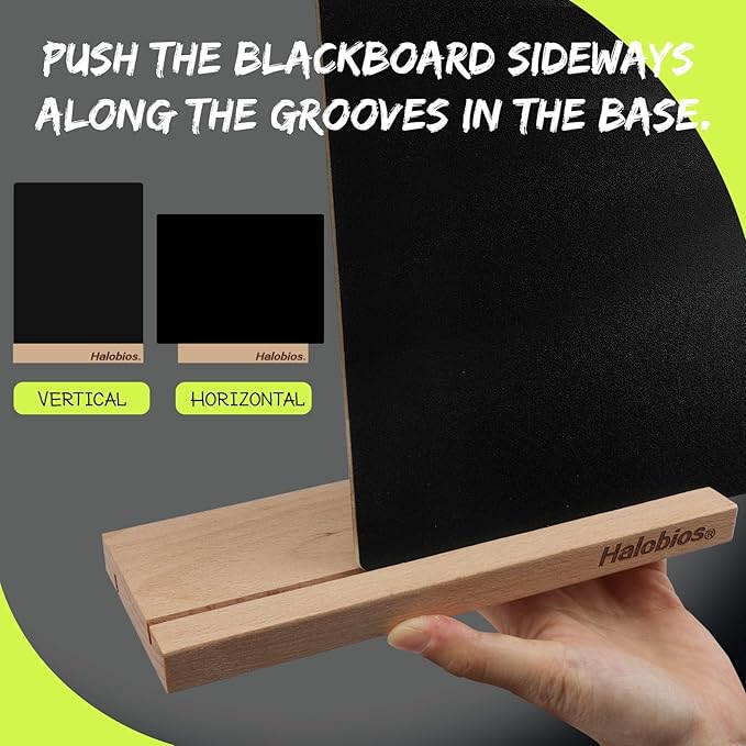 Chalkboard with Beech-Wood Base, 8 x 12 inch Tabletop Message Boards Menu Chalkboard Stand, Double Sided Blackboard for Party, Tables Decoration, Wedding, Bar and Restaurant