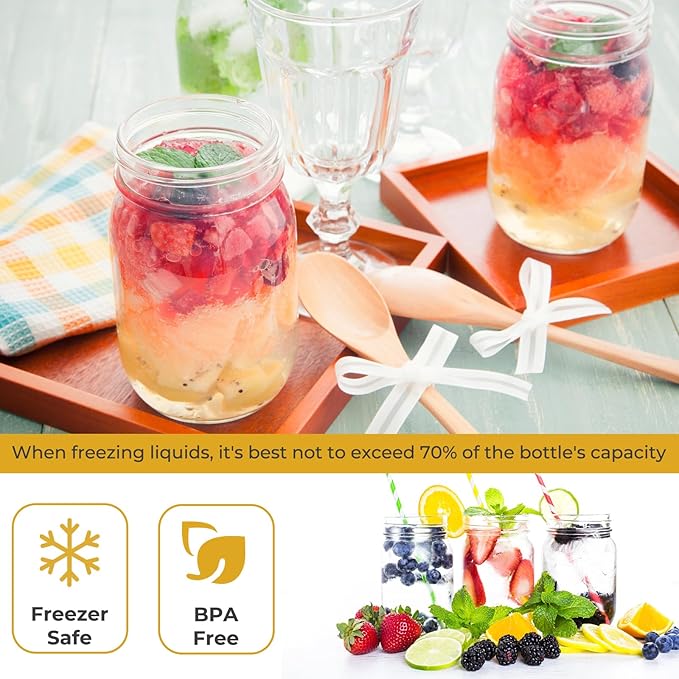 CycleMore 16 oz Mason Jars With Airtight Lids and Brands 15 Pack Glass Canning Jars with Regular Mouth, Pint Clear Glass Jar For DIY Projects, Food Storage and Fermenting with Brush & 24 Labels