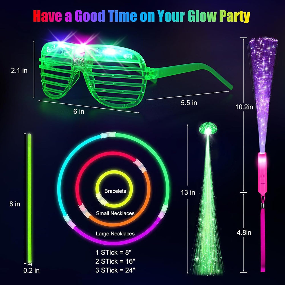 148 PCS Glow in the Dark Party Supplies Indoor/Outdoor Use (Assorted)