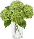 DuHouse Green Artificial Hydrangea Flowers, 4Pcs Real Touch Wedding Stems
