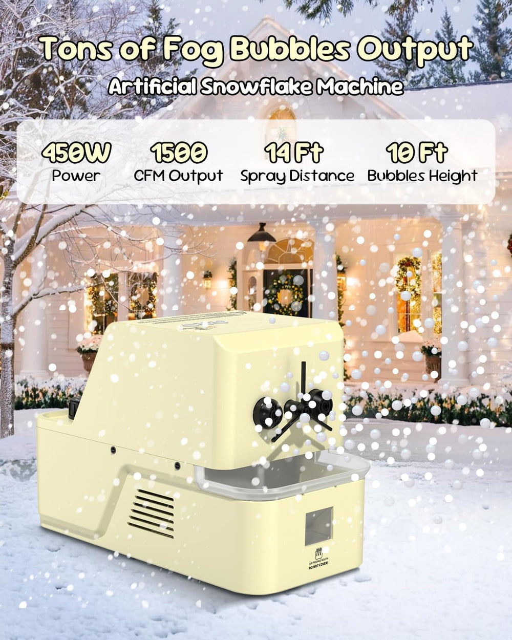 3‑in‑1 Fog Bubble Machine w/Remote Control, WOOYE Snow-Like Bubble Maker
