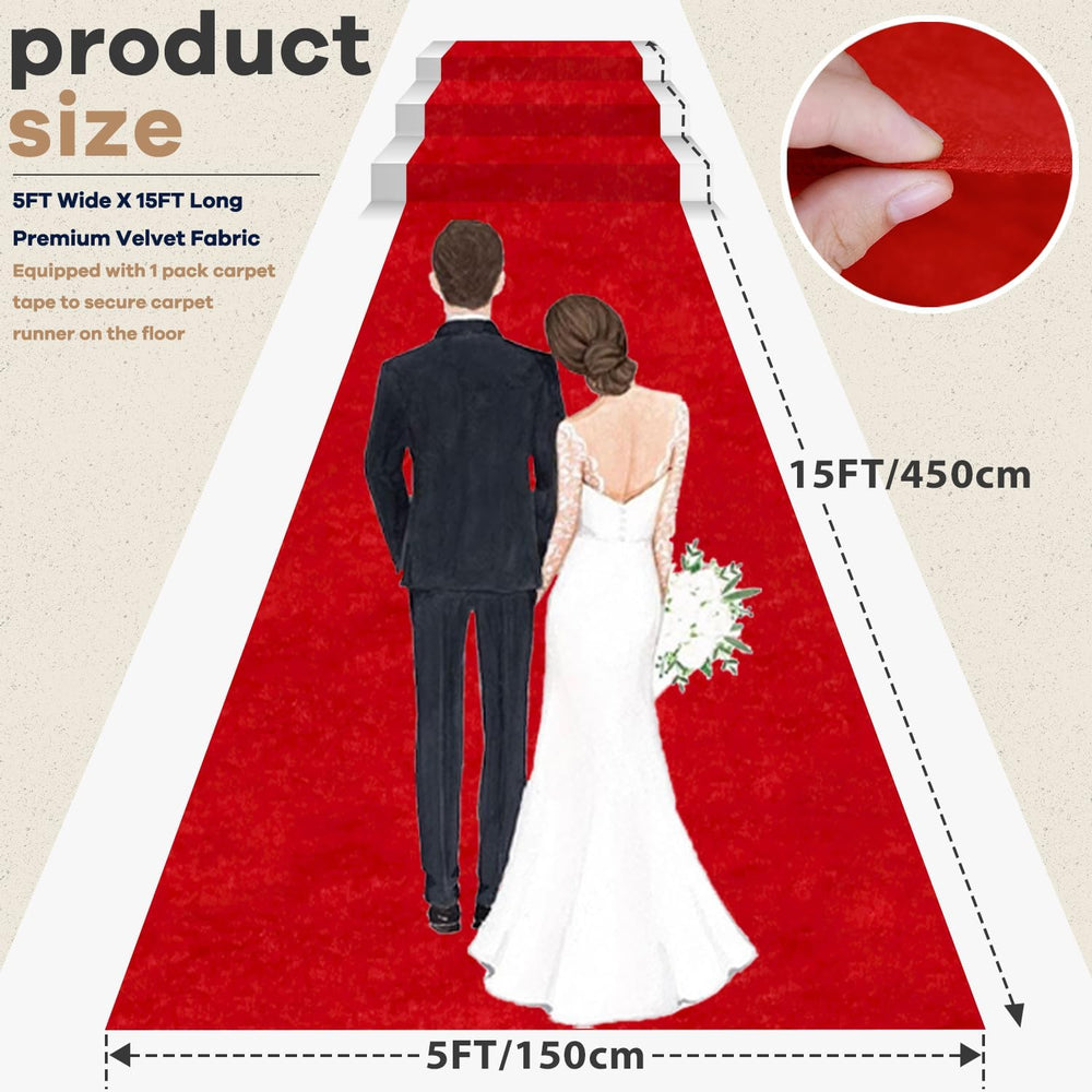 Aisle Runners for Weddings Red Carpet Runner for Party 5X15FT Velvet Runner W...