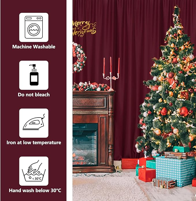 MYSKY HOME Burgundy Backdrop Curtains for Parties, Weddings, Stage - 10ft x 10ft, 2 Panels (2PCS)