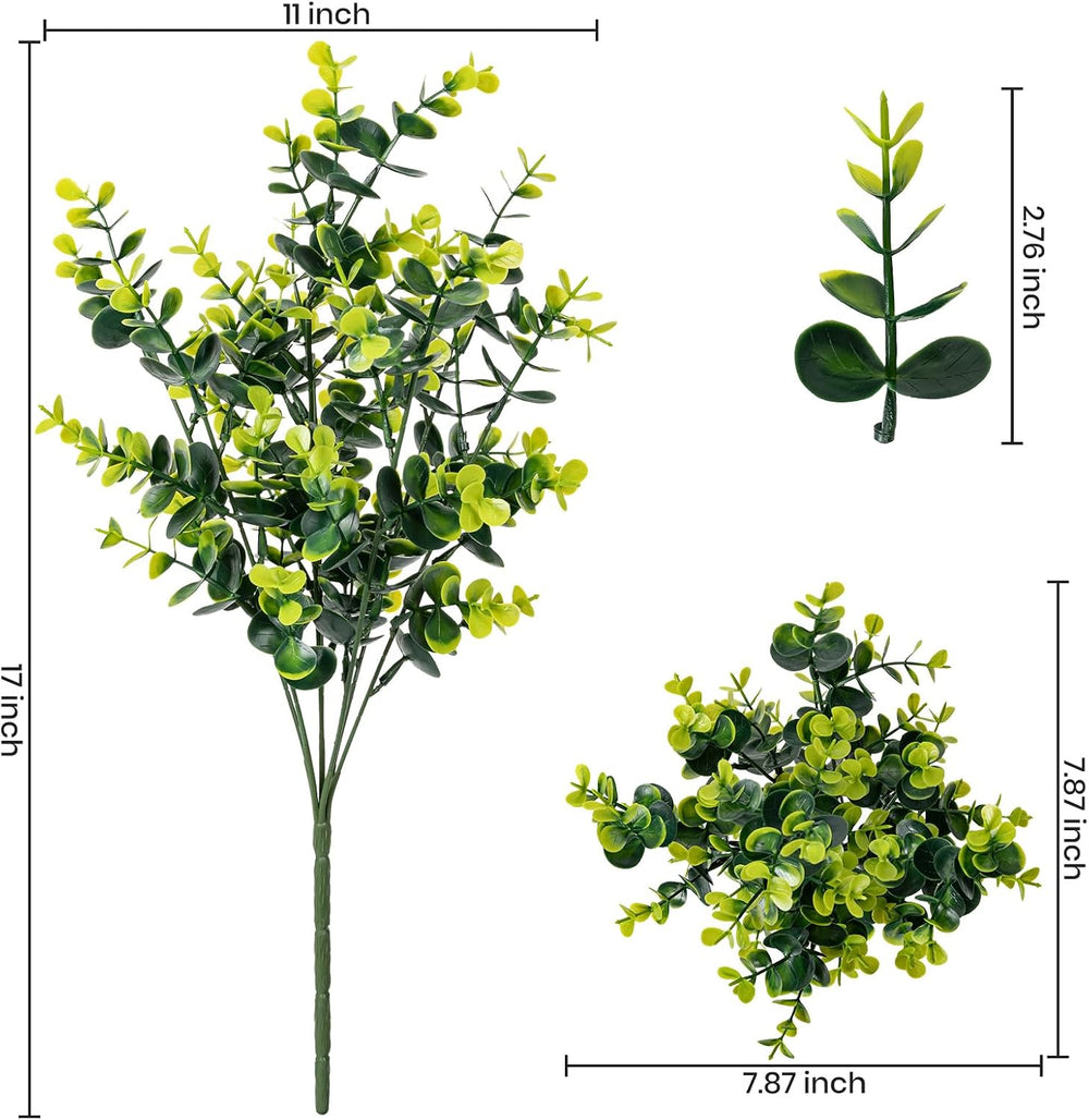 Artificial Fake Greenery Plants Boxwood Shrubs Grass for Outdoor,12 Bundles