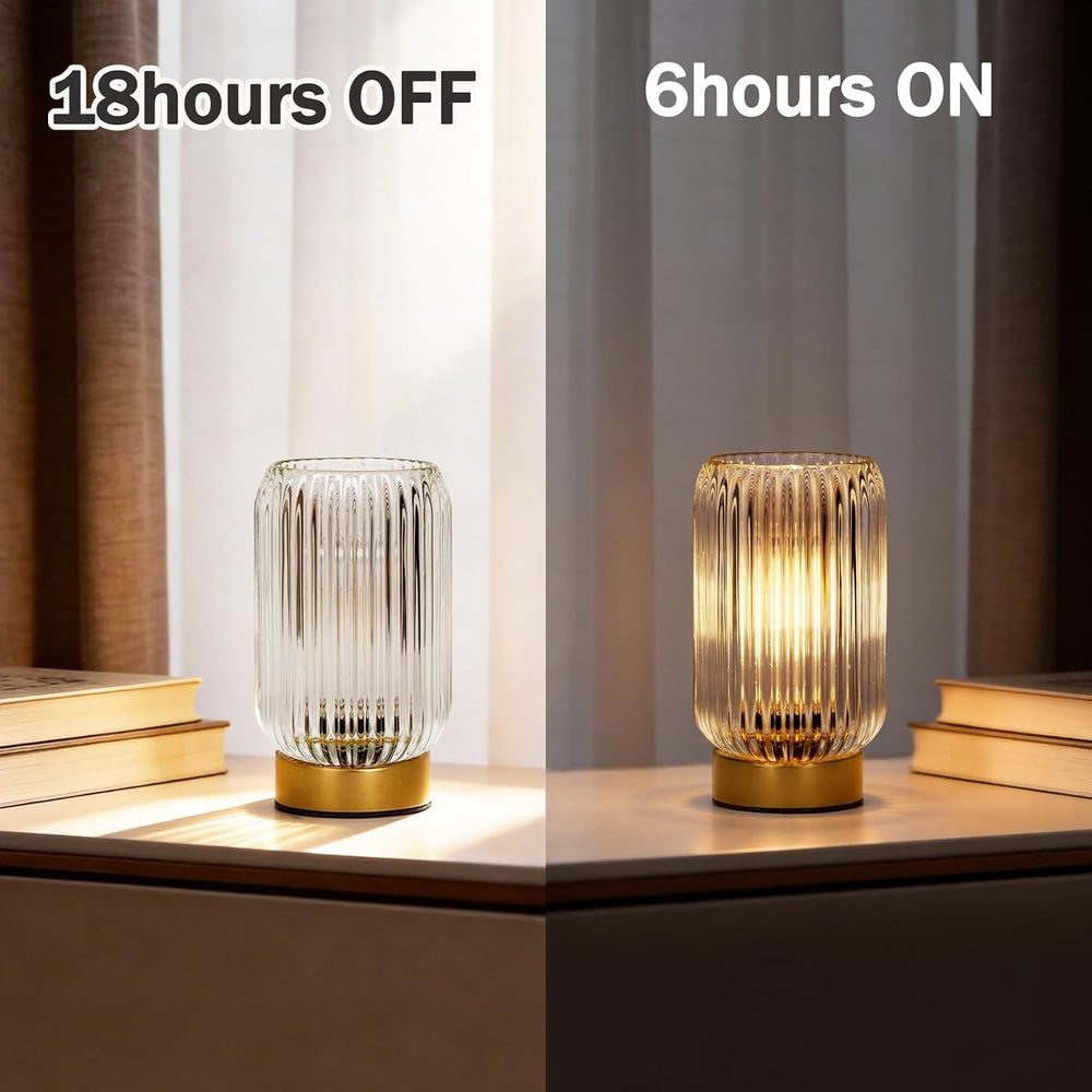 MJ PREMIER Battery Operated Lamp, Small Cordless Lamp with Timer, Clear*2