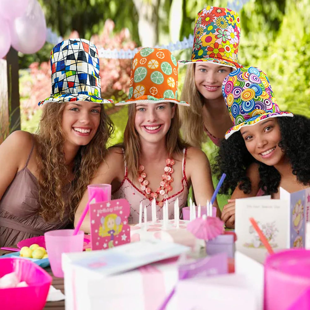 6 Assorted Pattern Funny Party Top Hats for Adults Teen