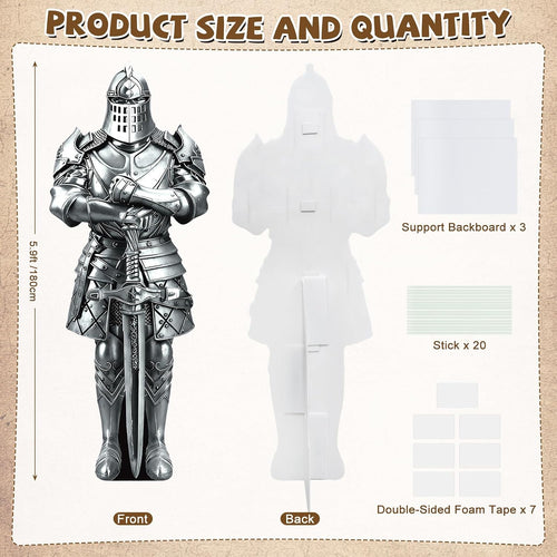 1 CS 5.9 ft Life Size Medieval Knight Plastic Corrugated Cutout