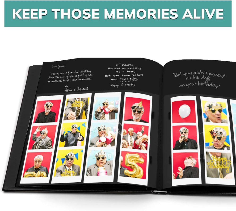 pbf Photo Booth Guest Book, 2x6 Photo Strip Scrapbook Album, Black, 1-Pack