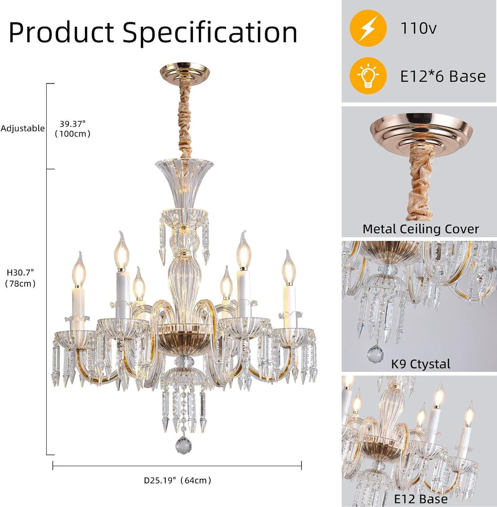 Crystal Chandeliers Light Dining Room：K9 Modern Candle Chandelier Lights for ...