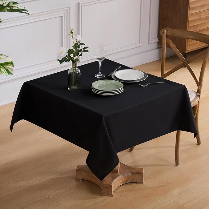 VidaFete Square Tablecloth 10 Pack52 x 52 Inch Tablecloths Stain Wrinkle Resistant Polyester Dining Table Cover for Kitchen Dinning Party Wedding Rectangular Tabletop Buffet Decoration(Black) (10 Pack)