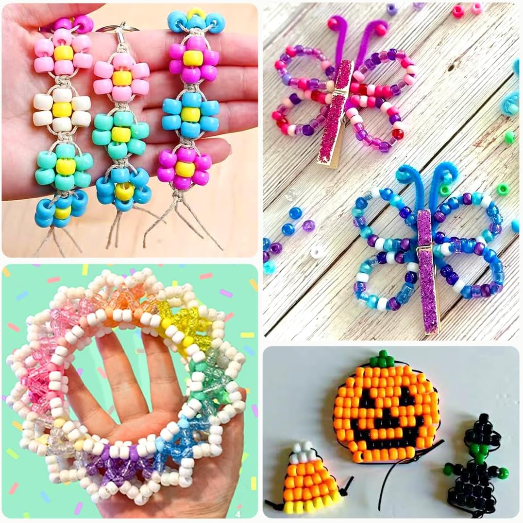 bundooraking 8000pcs pony beads bulk, glitter plastic beads, package contents