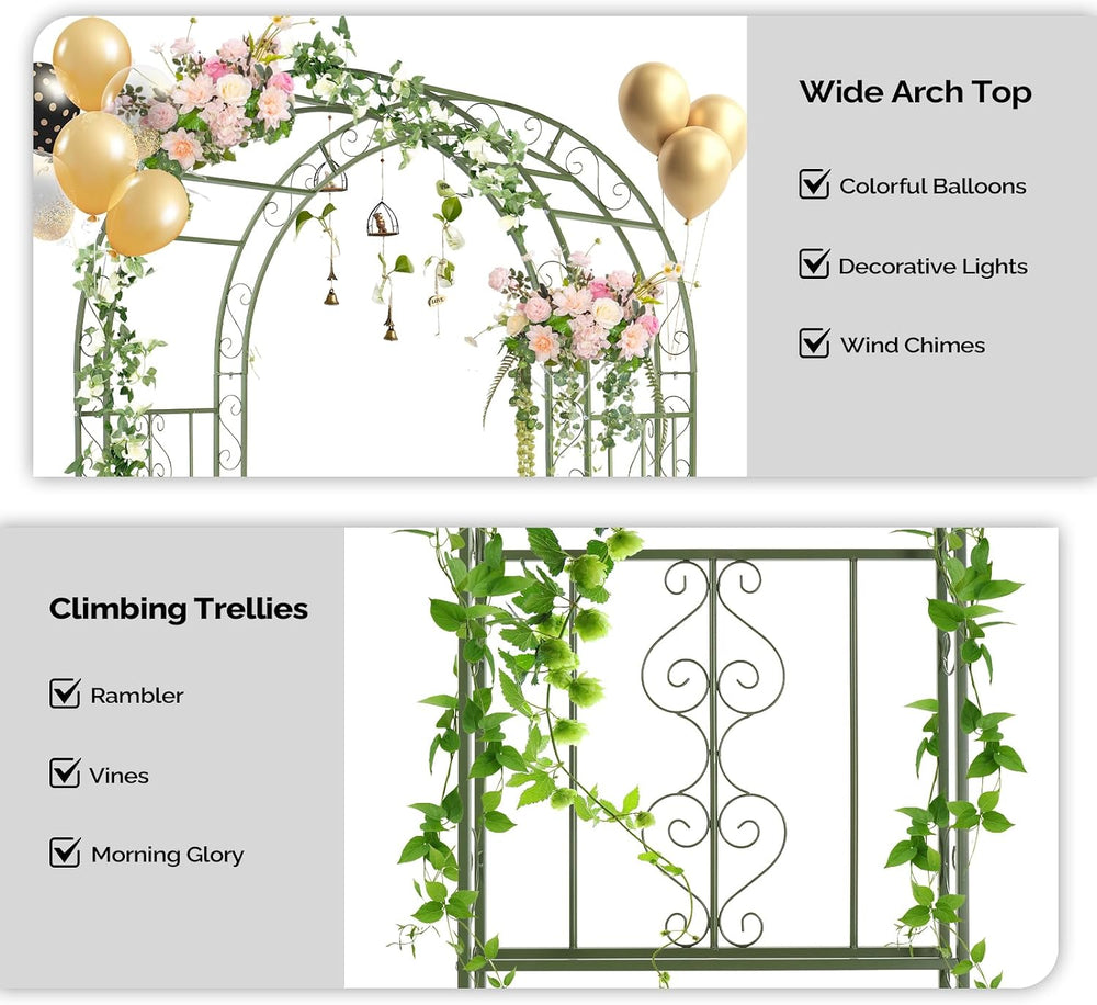 Metal Garden Arch Arbor Trellis, Outdoor Climbing Plant Frame