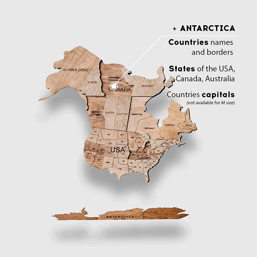enjoy the wood 3d wooden world map wall, side view