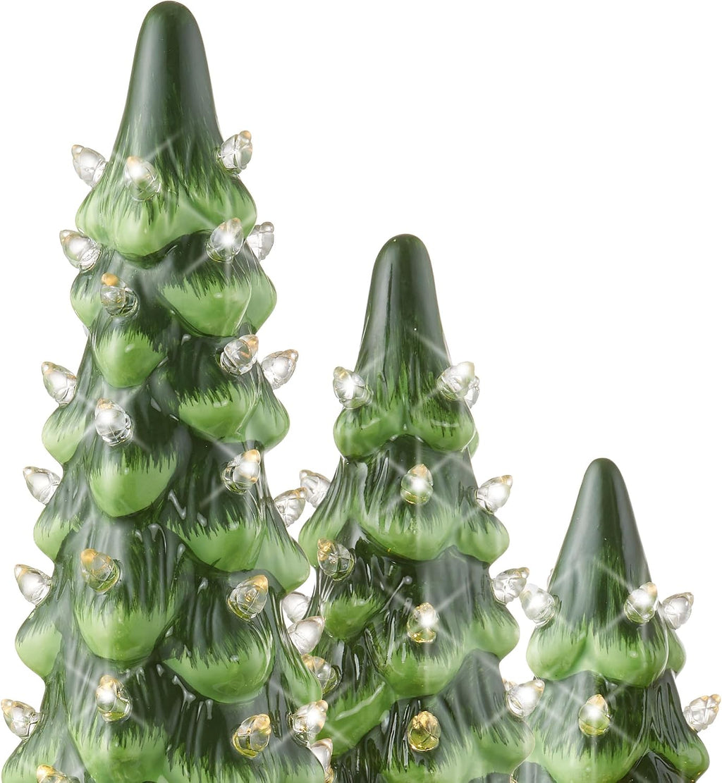 casafield set of 3 hand painted ceramic christmas showing dimensions