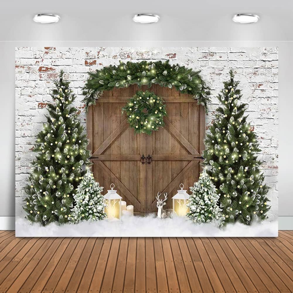 Mocsicka Christmas Wood House Photography Backdrop 12x10ft