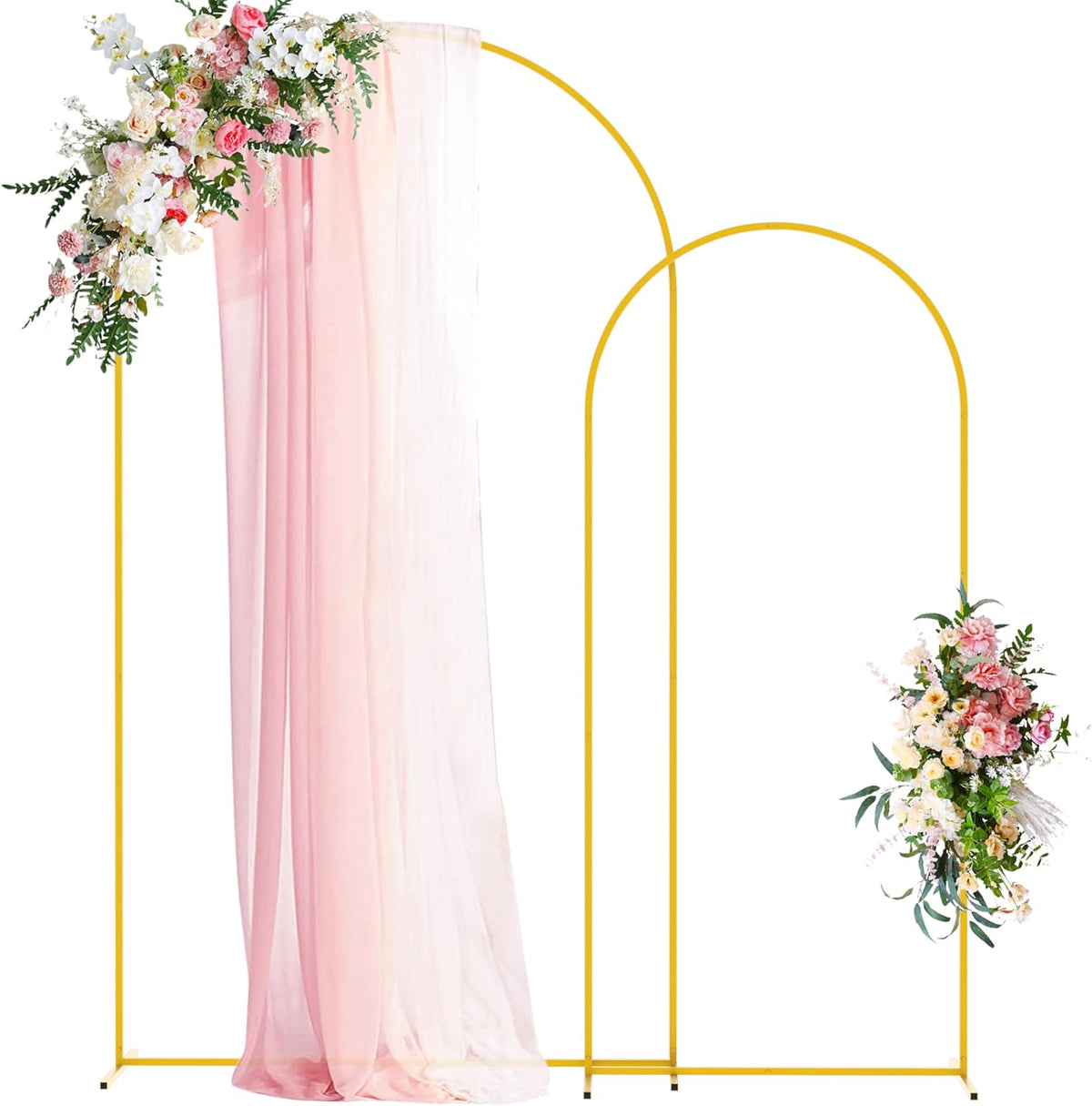 Wokceer Wedding Arch Backdrop Stand 7.2FT,6FT Gold Metal Arch Stand Set