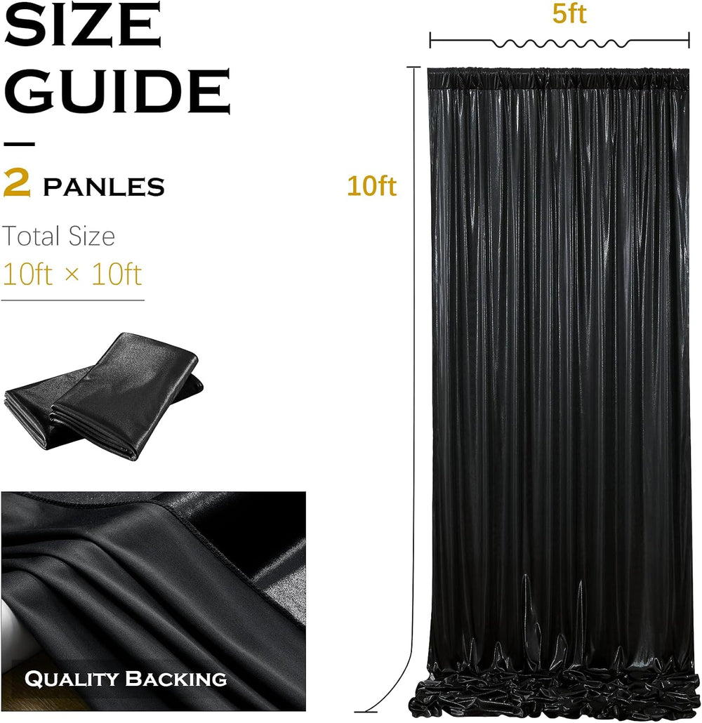 10x10ft Black Sequin Backdrop Curtains Wrinkle Free Drapes Halloween Photo