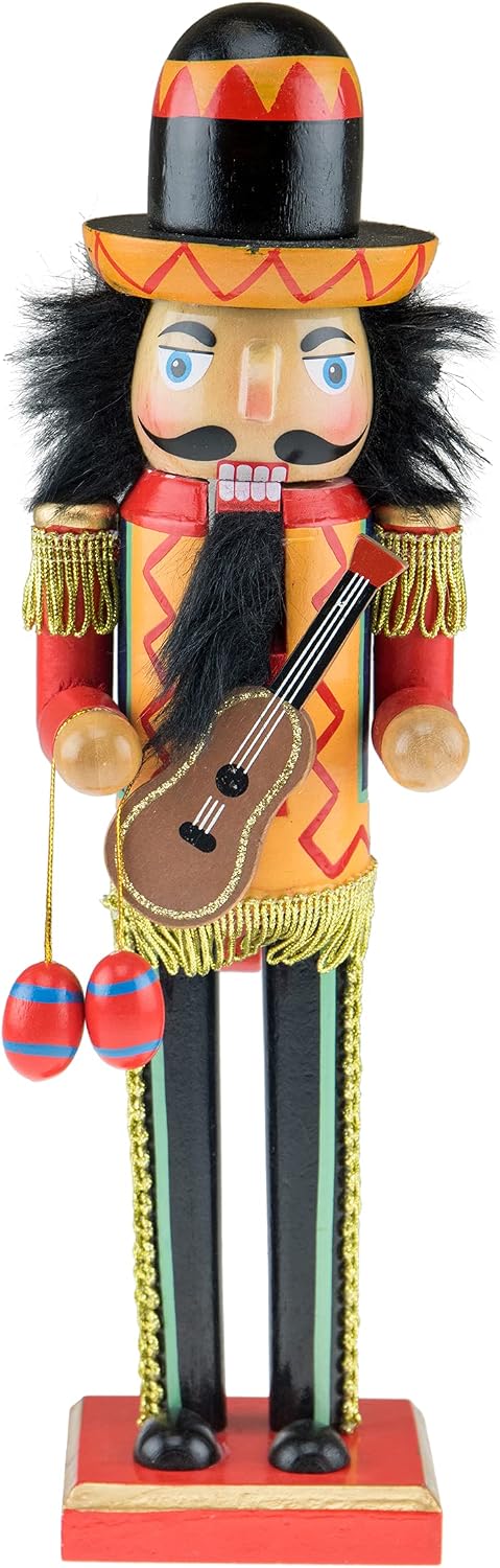 Clever Creations Mariachi 12 Inch Traditional Wooden Nutcracker, Festive Christmas Décor for Shelves and Tables