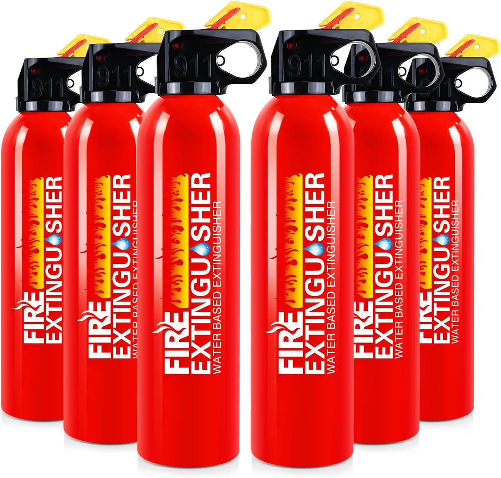 6 Pack Water-Based Fire Extinguishers Class A B C K With Wall Mount