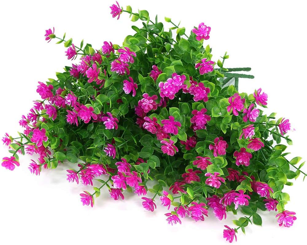 24 Bundles Outdoor Artificial Flowers UV Resistant Fake Boxwood Plants, Faux ...