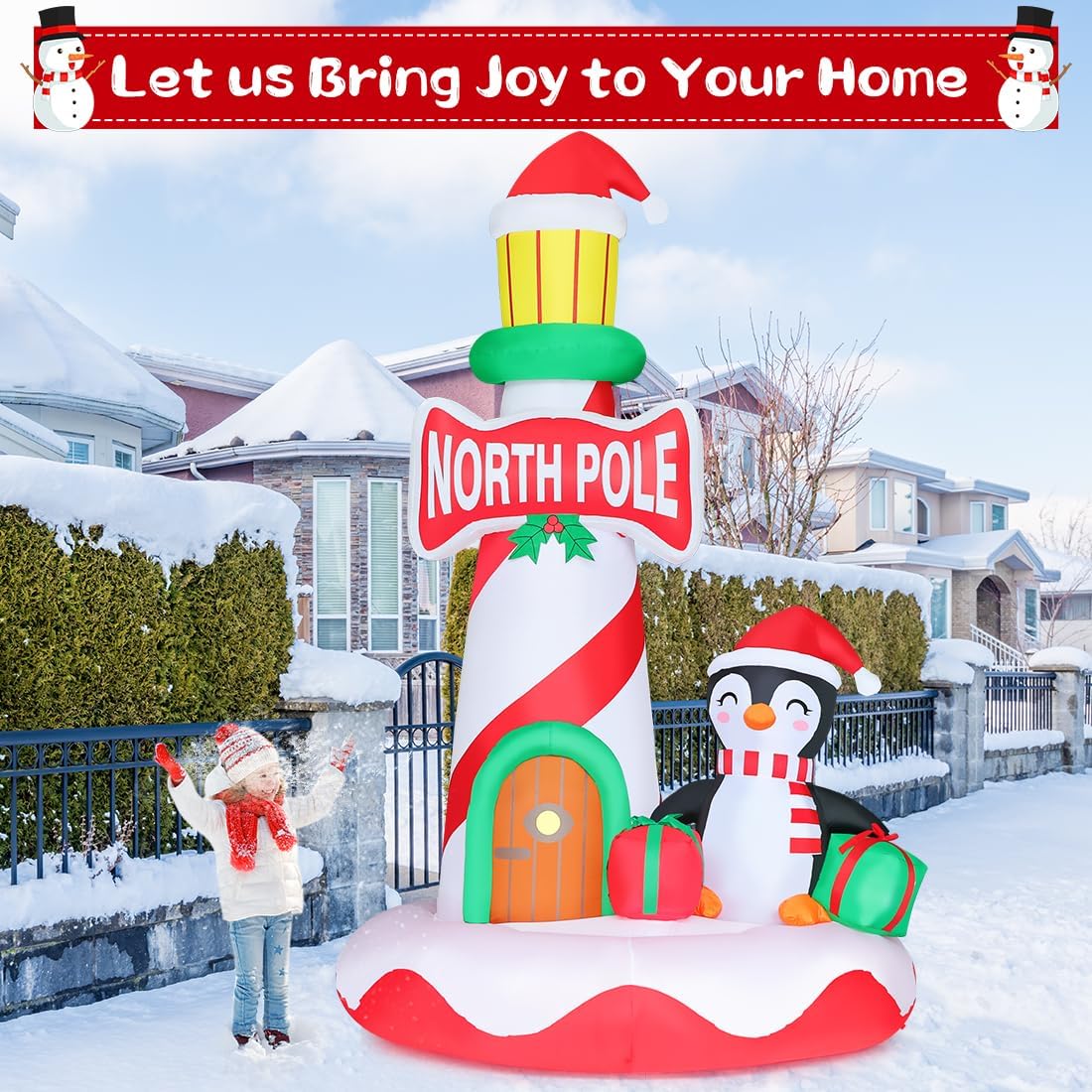 goosh 10 ft chriatmas inflatables lighthouse decorations blow, close-up detail