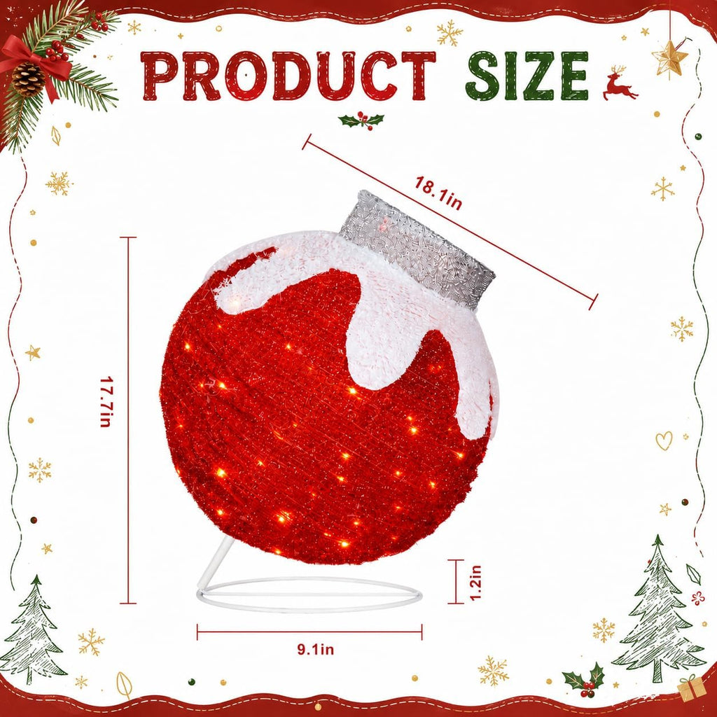 outdoor christmas ornaments, lighted pop-up holiday ball decoration shown in use