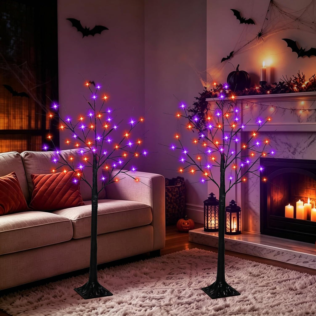 4 ft lighted black halloween tree lights with showing dimensions