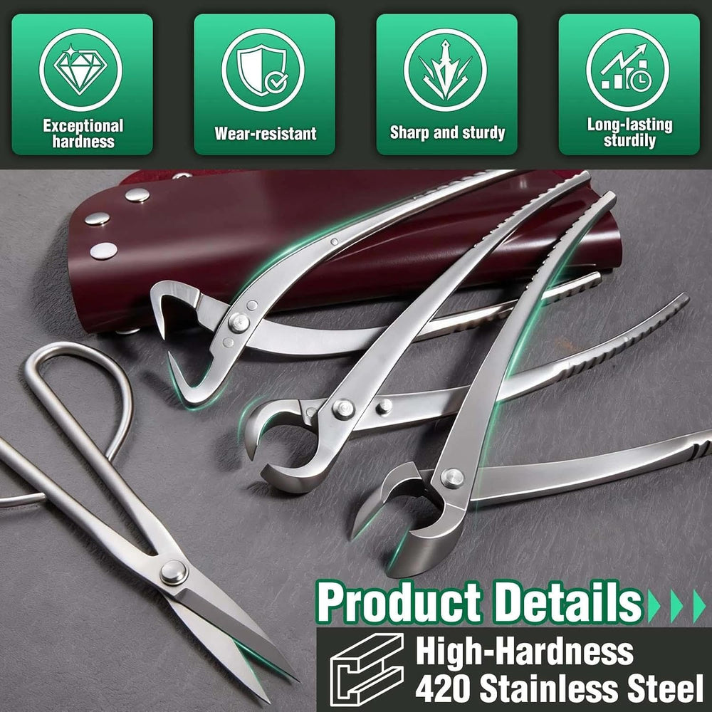 SPEEDWOX 4 Pcs Bonsai Tool Set Heavy Duty Bonsai Tree Kit bonsai pot Concave ...