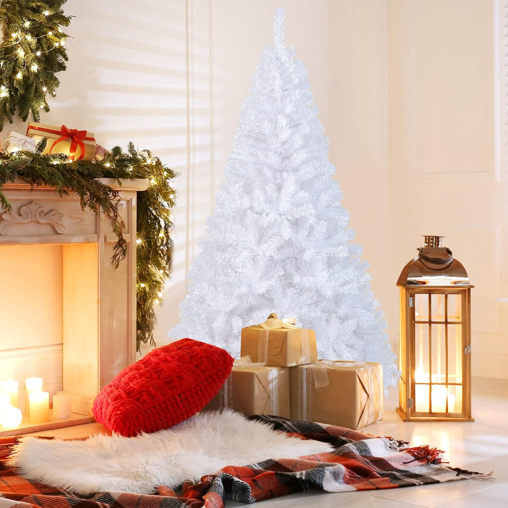 COSTWAY 6Ft-Artificial-PVC-Christmas-Tree-W-Stand-Holiday-Season, White
