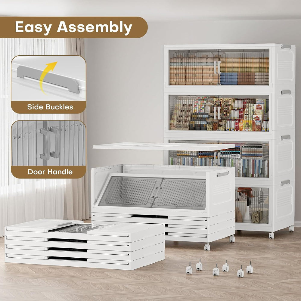 210Gal Extra Large Stackable Storage Bins with Lid, 840QT Foldable Collapsibl...