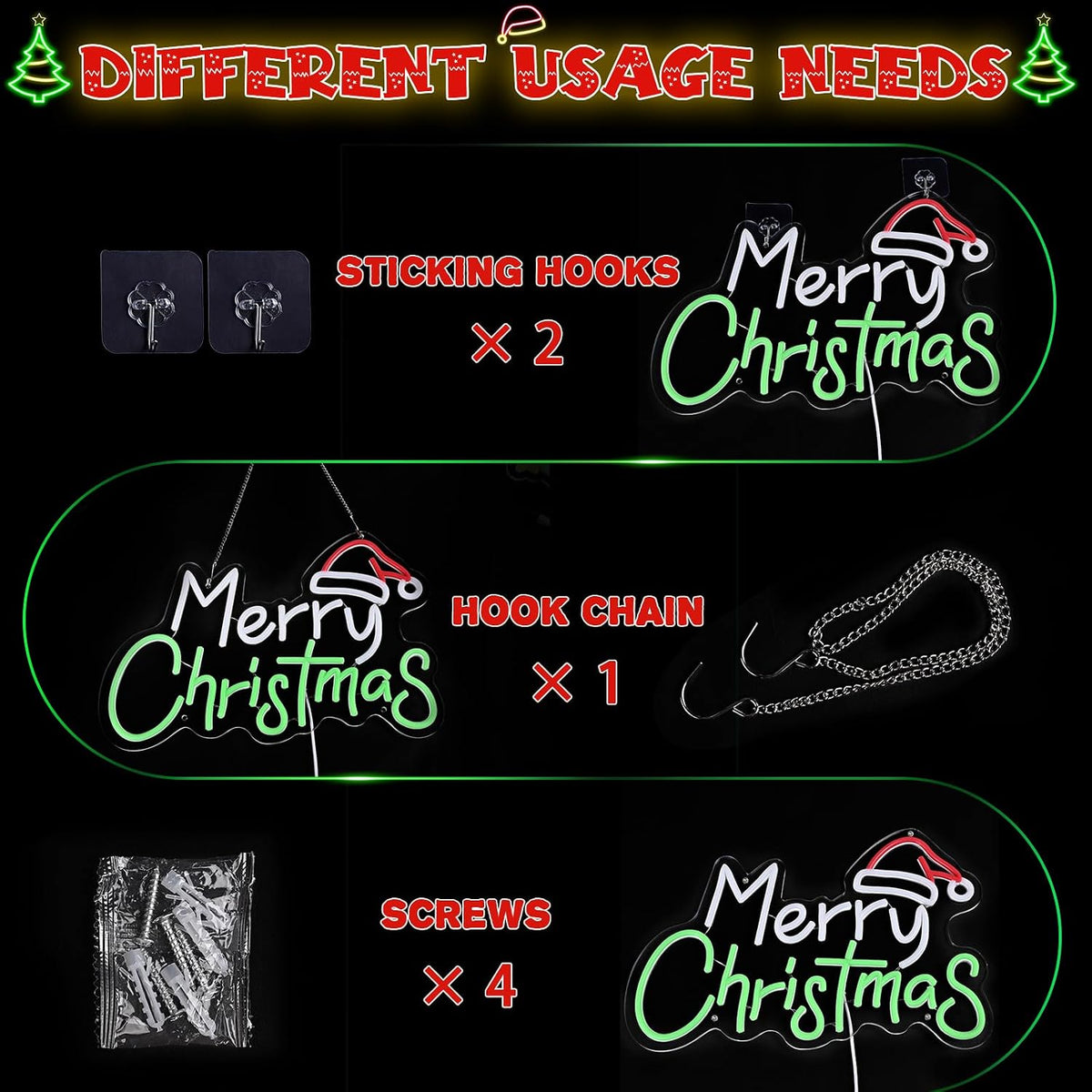 framics merry christmas neon sign for wall decor-10, package contents