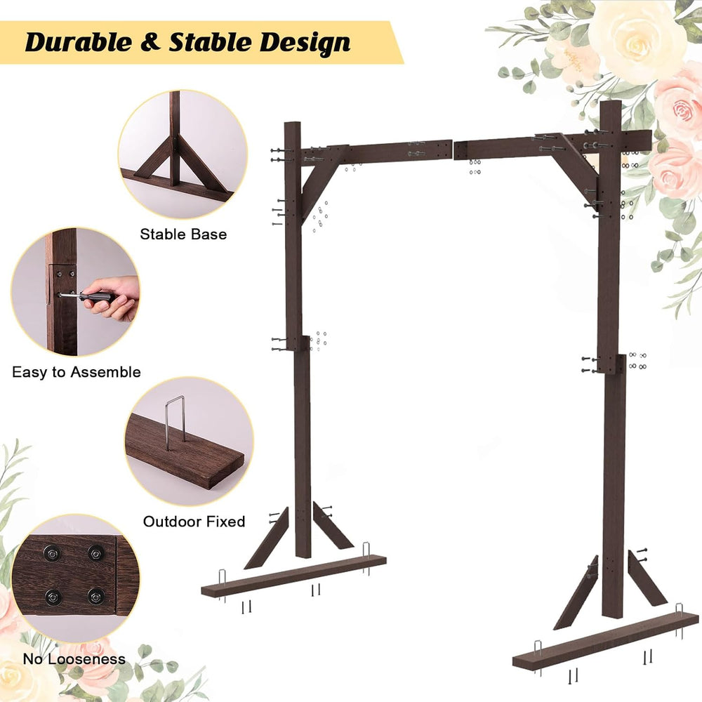 Wedding Arch -7.48FT Square Wooden Wedding Arches for Ceremony, Wood Arbor Ba...