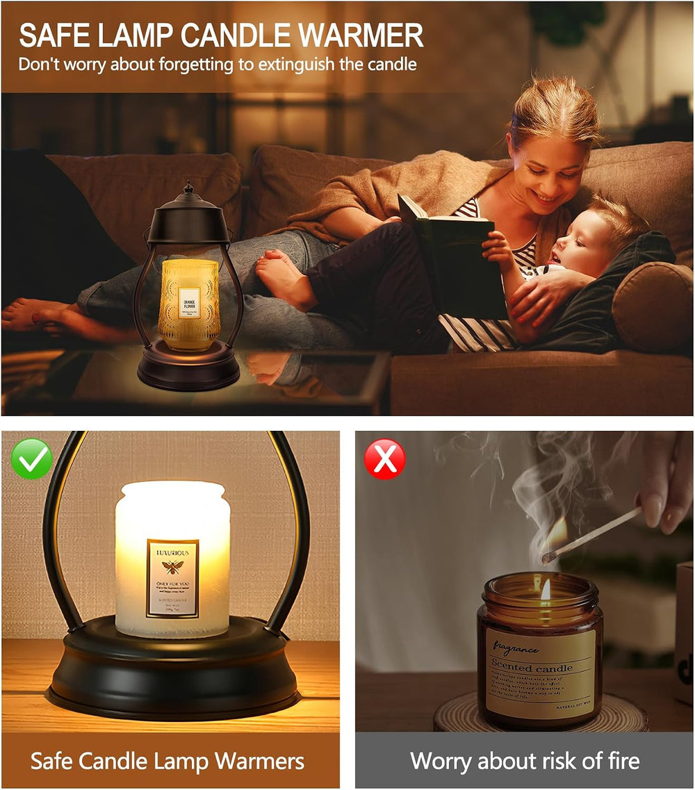 Candle Warmer Lamp with Timer, Farmhouse Rustic Lantern Design