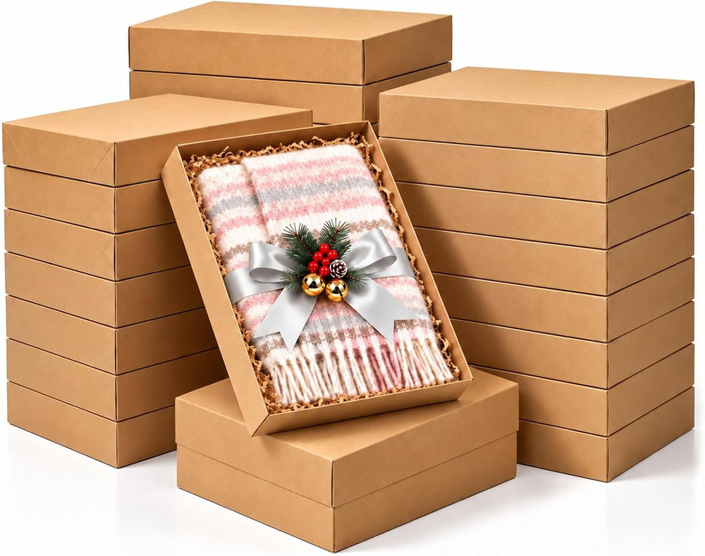 30 Pack Shirt Boxes for Presents, Kraft Gift Boxes, 14.25x9.5x2 In