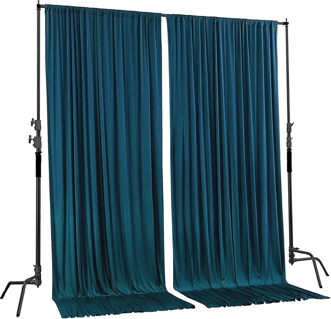 AK TRADING CO. 10 feet x 8 feet IFR Polyester Backdrop Drapes Curtains Panels with Rod Pockets - Wedding Ceremony Party Home Window Decorations - Dark Teal