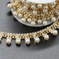 Jerler 2 Yard Pearl Tassel Rhinestone Trim, Inlaid Pearl Beaded Chain, Crystal Applique Ideal for DIY and Wedding Party Decoration Bridal Embellishments, 0.55" Width (Tassel-2, 2 Yards)
