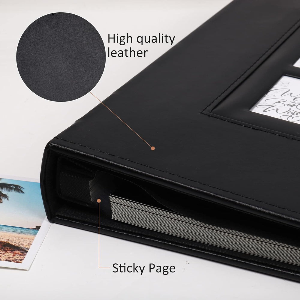 RECUTMS Self Adhesive Photo Album Magnetic Leather Scrapbook 60 Pages Black